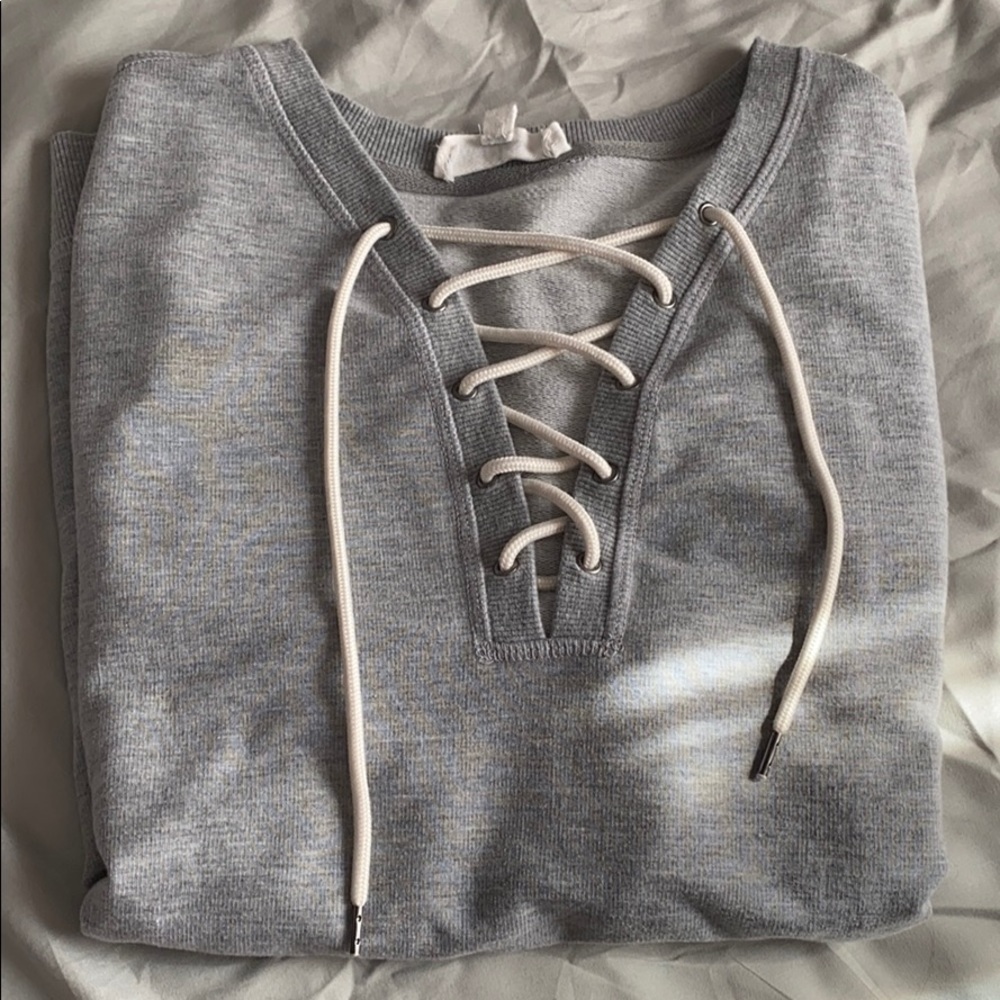 Grey tie up hoodie